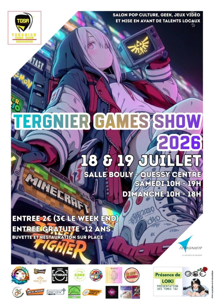 Affiche Tergnier Game Show 2026, du 18 au 19 juillet 2026 à la salle Bouly. 