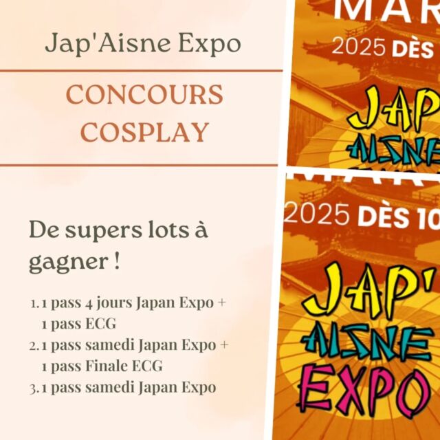 Jap'Aisne Expo, c'est ce weekend !
Il reste toujours des places pour le concours Cosplay 👀 

Alors, tu t'inscris ? (Lien en bio)

#soissonsmaville #soissons #eventcosplay #evenementcosplay #cosplayers #cosplayfrance